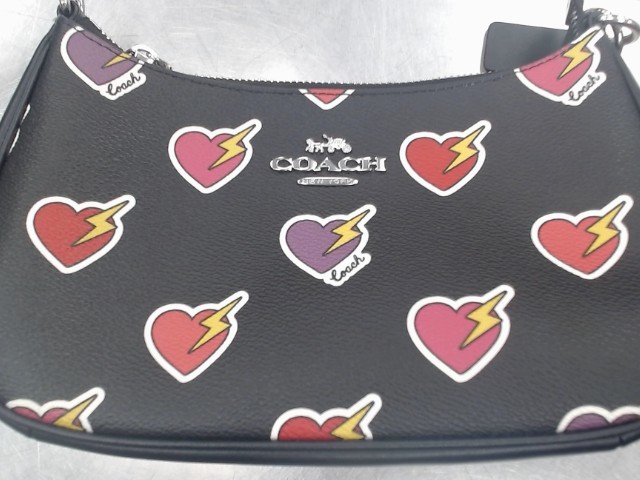 Hand purse noir coach coeur lapin