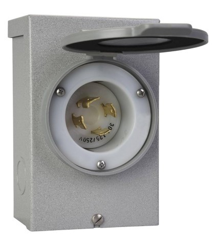 Power inlet box for generator cord conne