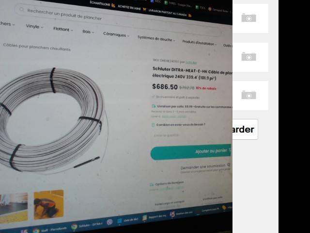 Cable de plancher chauffant