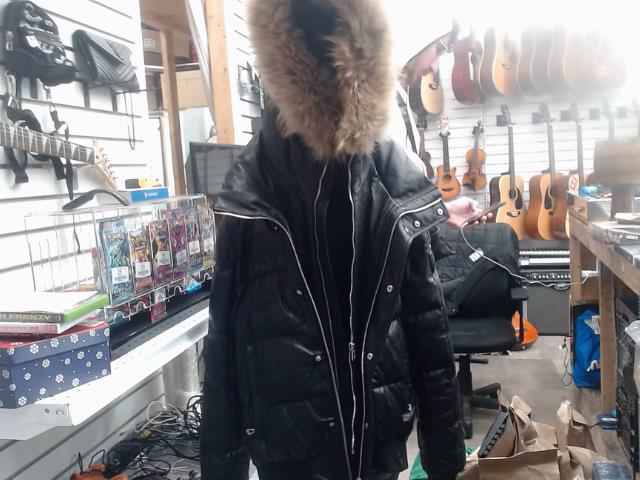 Manteau cuir noir et fourrue small