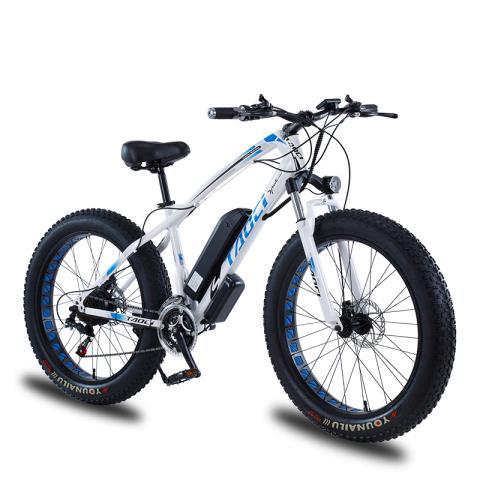 Velo electrique fat wheels blanc bleu