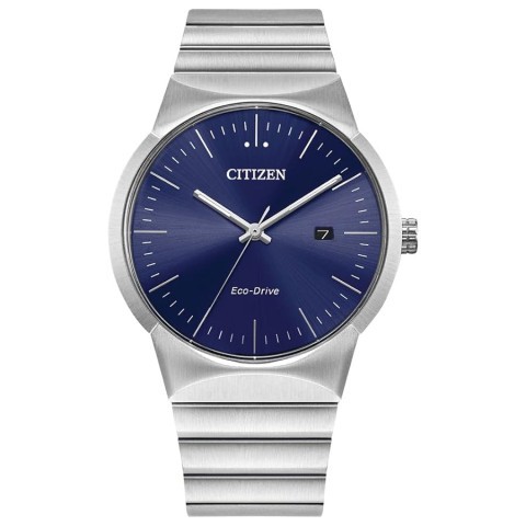 Eco drive axiom silver blue dial watch