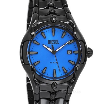 Montre disel vert noir fond bleu