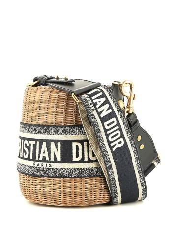 Wicker dior bucket shoulder bag