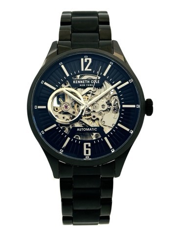 Black skeleton automatic watch