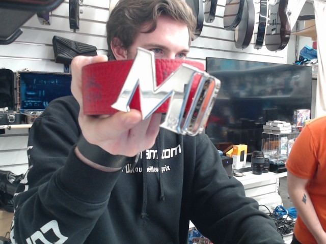 Ceinture mcm cuir bleu et rouge