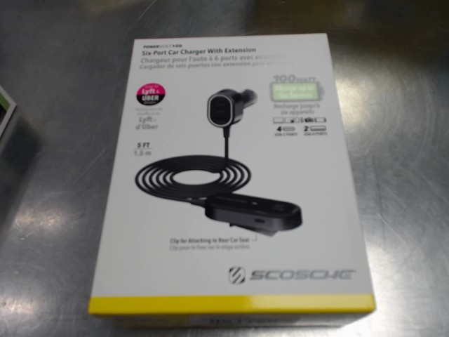 Six port car charger with extension