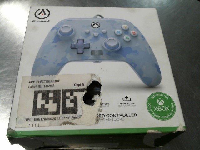 Manette cabl pour xbox camo bleu