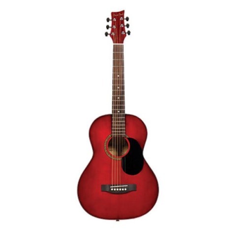 Red acoustic guitar black soft case