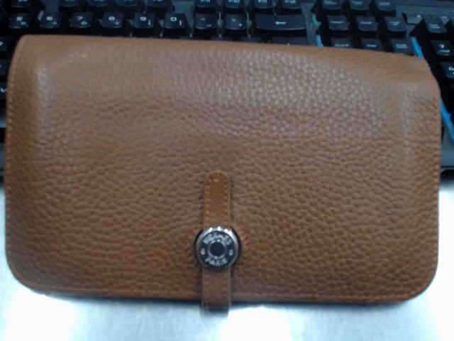 Tan leather dogon combined duo wallet