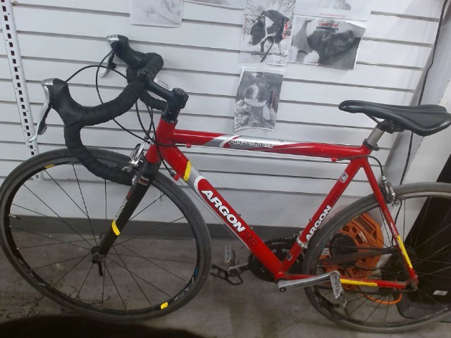 Racing bike argon 18 red yellow tape