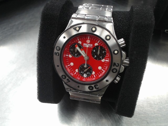 Montre stainless chronograph red dial