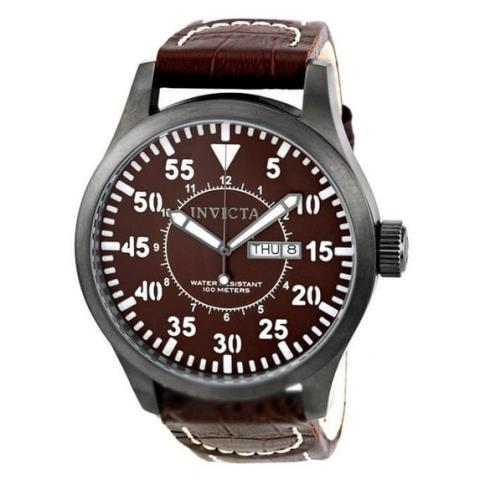 Montre bracelet cuit brun