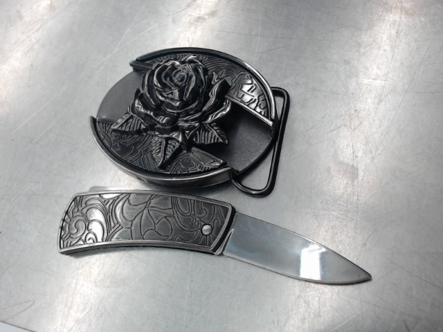 Boucle de ceinture western av rose/knife