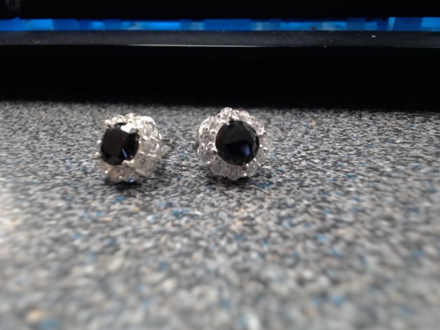 Boucle oreille argent pierre noire