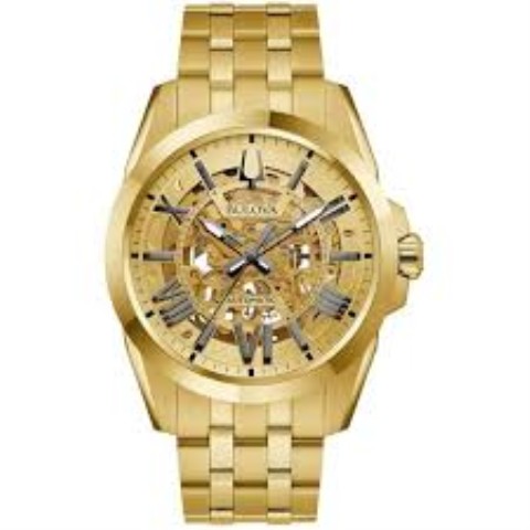 Bulova sutton gold skeleton dial