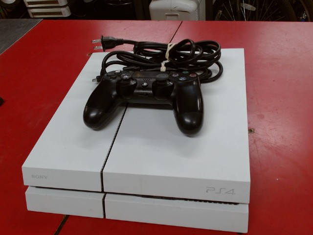 Console ps4 blanche+manette noir+fils
