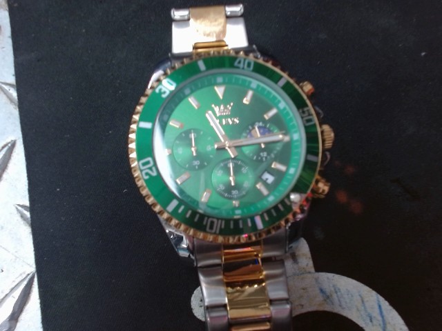 Olevs montre 2 ton stainless vert