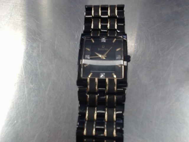 Diamond watch black gold rectangular