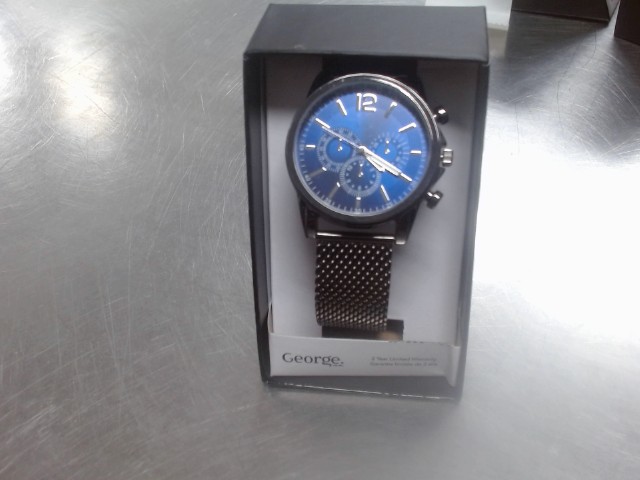 Montre stainless fond bleu