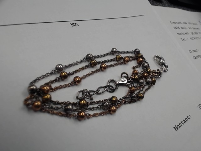 Bracelet argent 3 couleur 5.2g 9po ajust