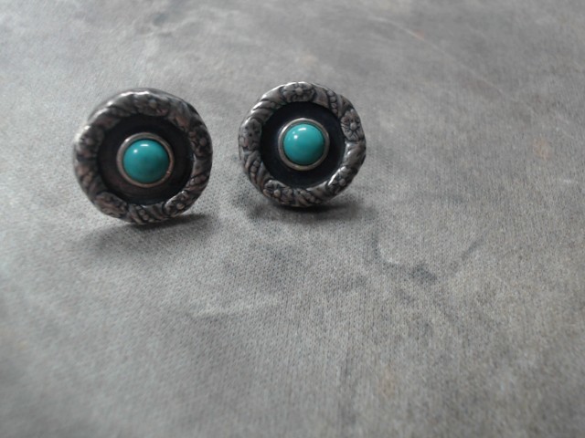 Set boucle doreilles avec perle verte