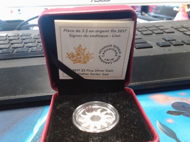 2017 $3 fine silver coin zodiac: leo