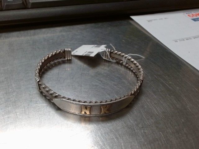 Bracelet rigide argent / lettre or 'n k'