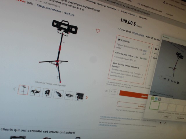 Lumiere pour travail sur tr�pier