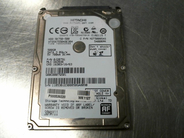 Hitachi 500gb harddrive unit