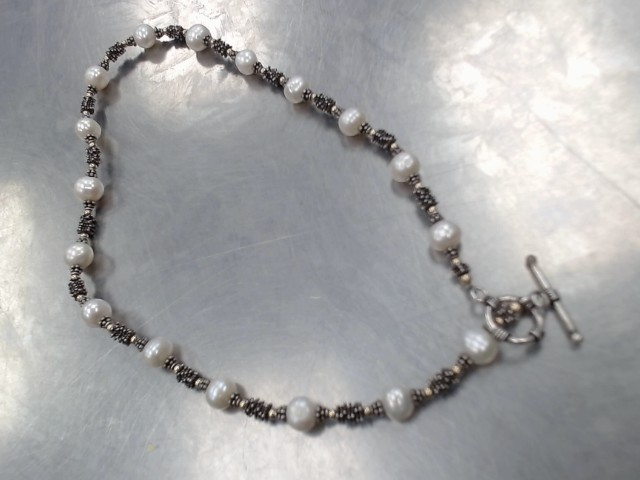 Chaine argent+or 14kt perle blanche