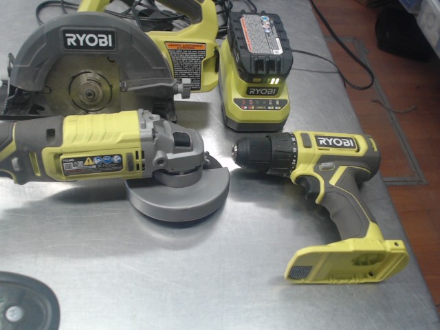 Grinder+scie circ+drill+batt+chargeur