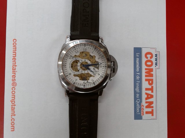 Montre argent automatique bracelet silic