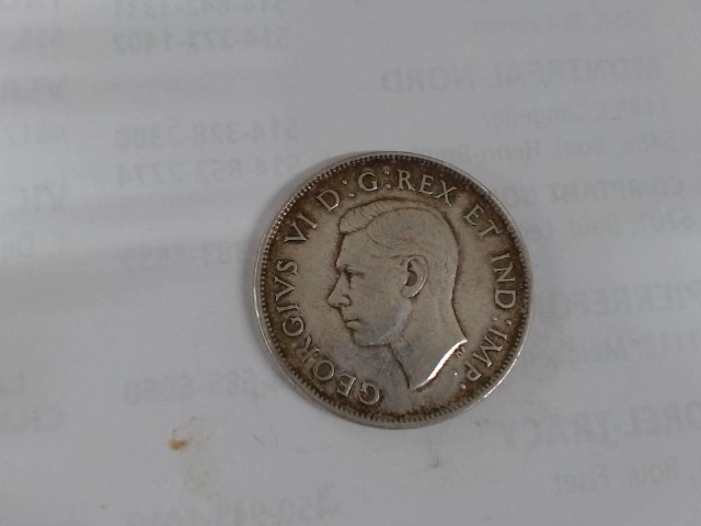 50 cents canadian 1942 en argent 11.5g