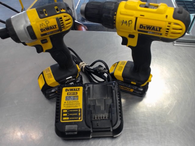 Drill + impact + charg + 2 batt dewalt