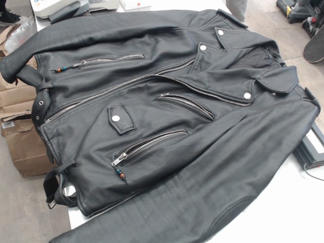 Biker jacket genuine leather black large