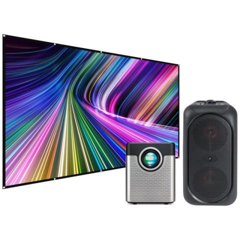 Projecteur + toile + speaker bluetooth