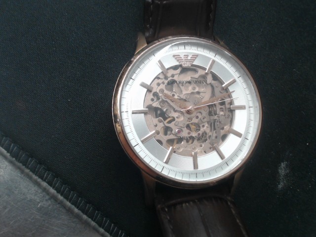 Watch armani automatic brown leather