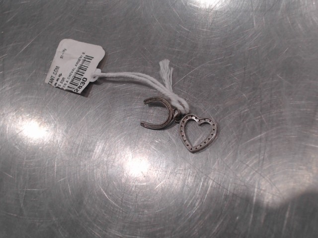 Breloque coeur et fer a cheval argent 9.