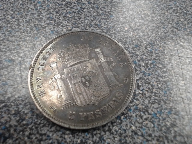 5 pestas despagne de 1877 en argent