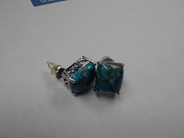 Boucles doreilles avec gros pierres bleu