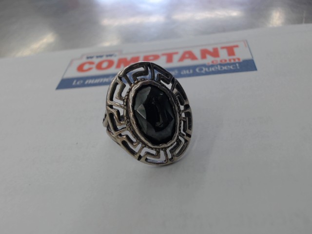 Bague en argent versace avec pierre gris