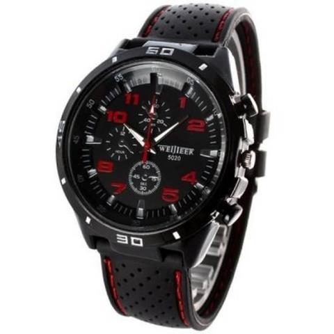Montre noire trim rouge stainless