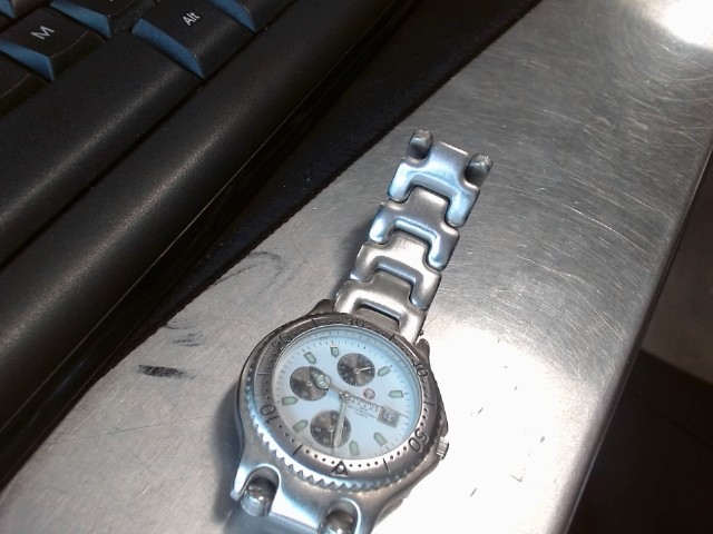 Gray watch with white dial