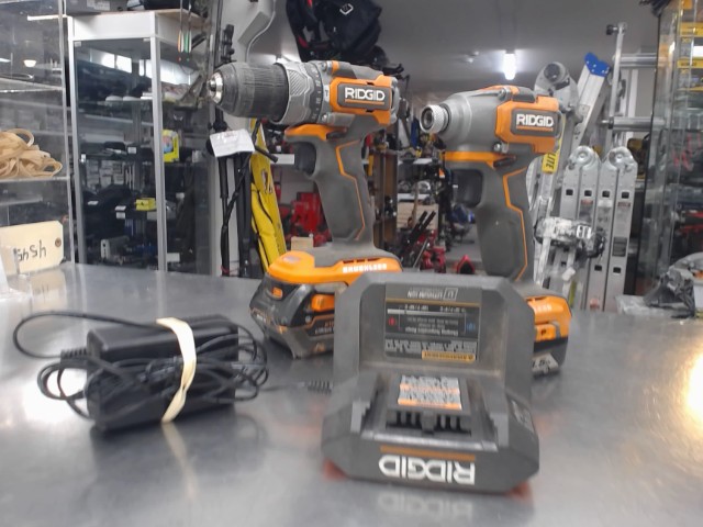 Drill+impact+2batt+chargeur ridgid