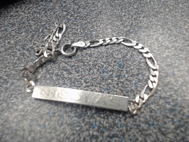 Bracelet argent plaque ecrit nicola