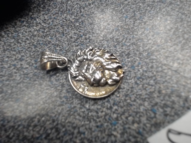 Breloque argent lion font rond