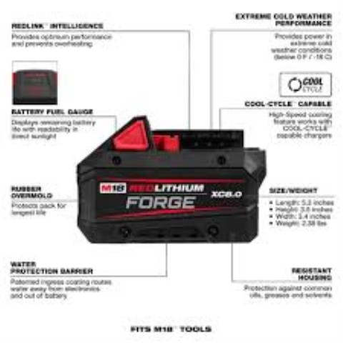 Battery pack m18 forge 8.0ah milwaukee