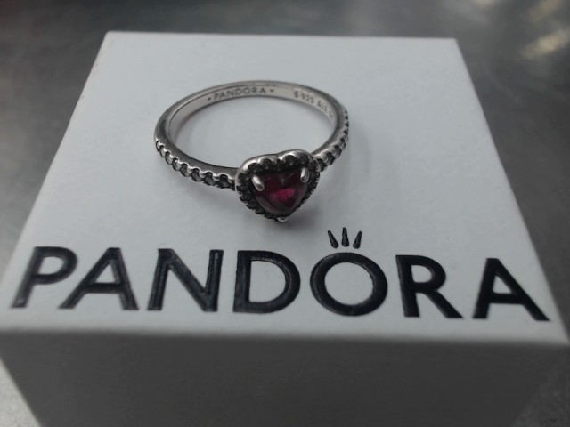 Bague pandora silver zric coeur rouge
