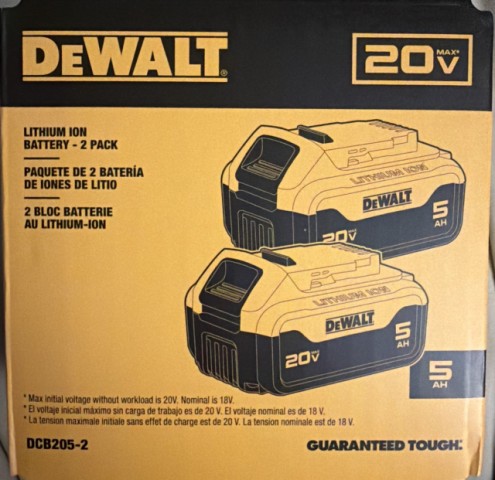 Two brand new 5ah dewalt batteries pack